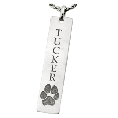 Classic Vertical Paw Print 14K White Gold Keepsake